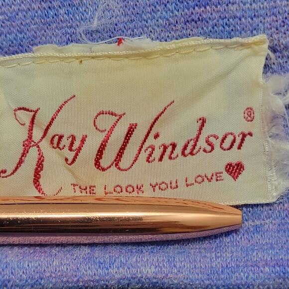 VTG Kay Windsor Retro Purple Plaid Bell Sleeve Top L/XL 566 - Picture 3 of 10